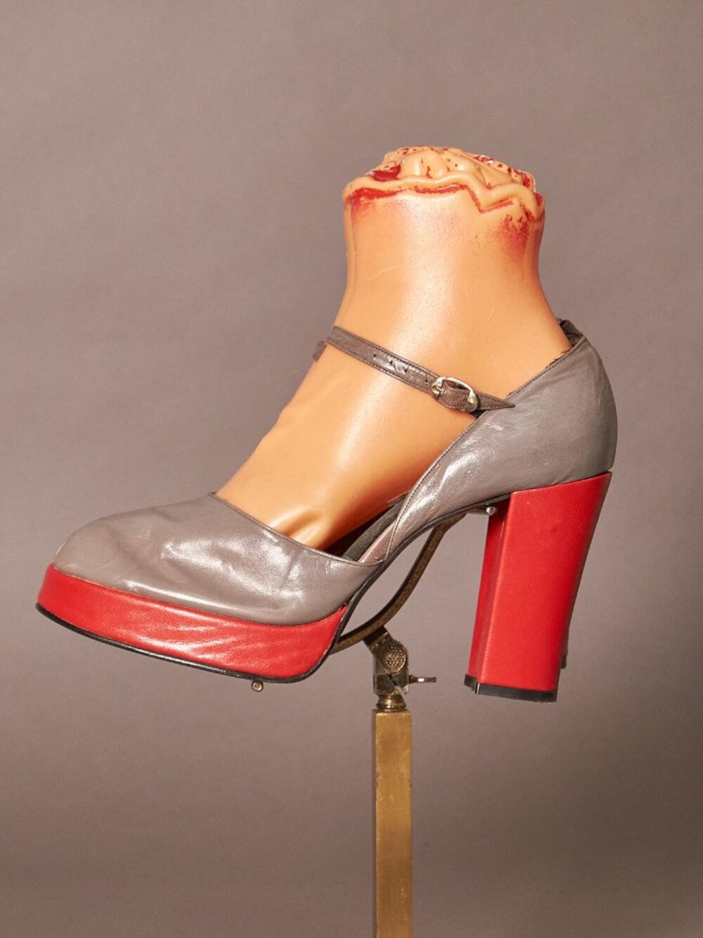 1970s Red and Gray Mod Platforms Vintage Deadstock